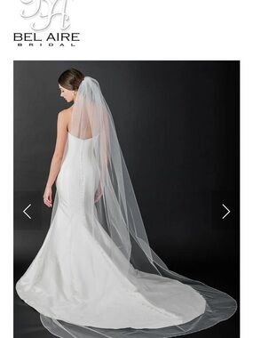 NWT Bel Aire Bridal White Cathedral Wedding Veil With Beaded and Sequin Trim